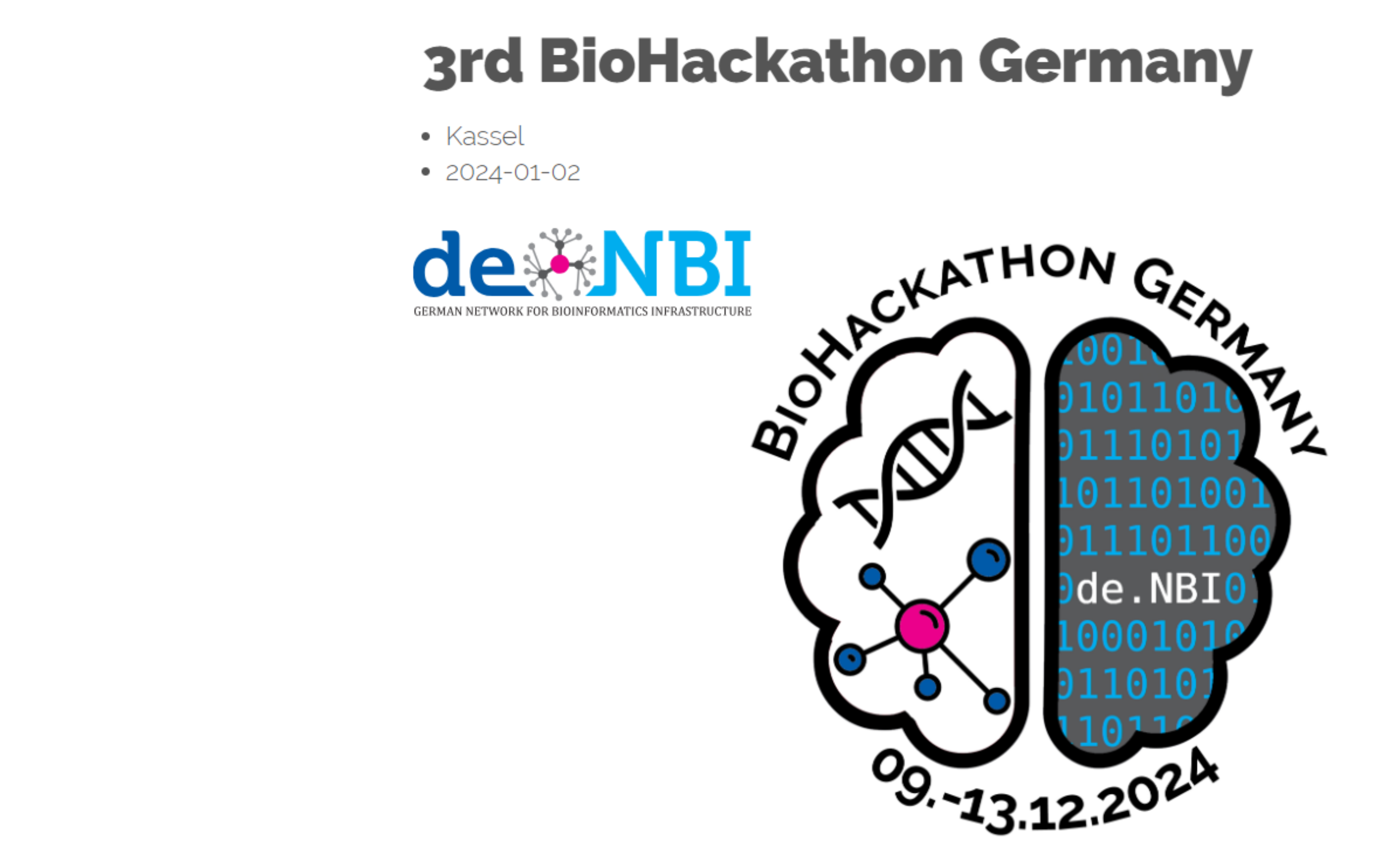 Wallpaper advertising the de.NBI BioHackathon